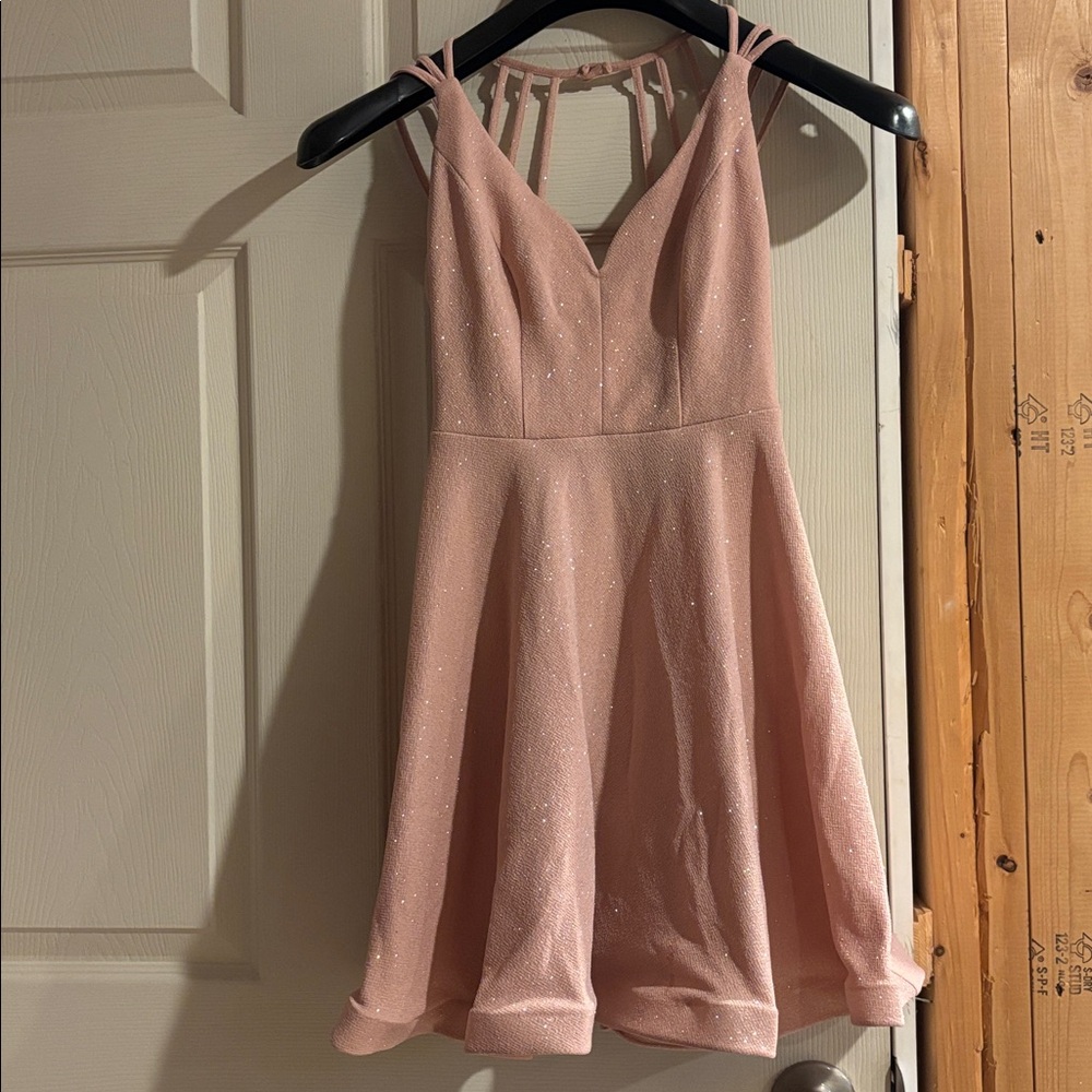 B Darlin Pink Glittery Strappy Dress